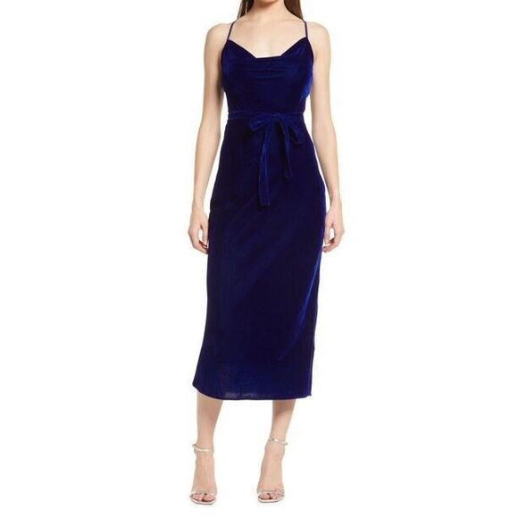ADELYN RAE ZANA VELVET COWL NECK SLIP DRESS Size M - Picture 3 of 12